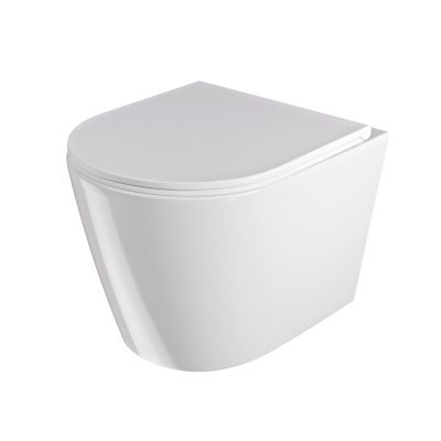 Uptrend Amaro miska WC z deską wolnoopadającą wisząca bez kołnierza ze spłukiwaniem wirowym biały połysk TR2217R