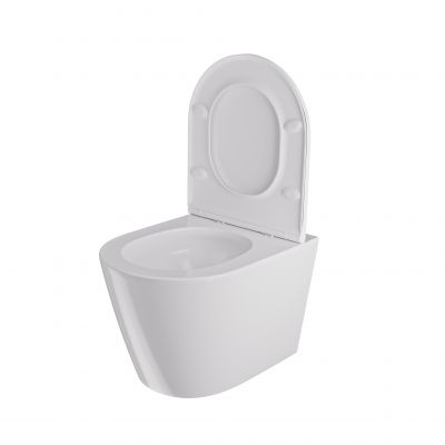 Uptrend Amaro miska WC z deską wolnoopadającą wisząca bez kołnierza ze spłukiwaniem wirowym biały połysk TR2217R