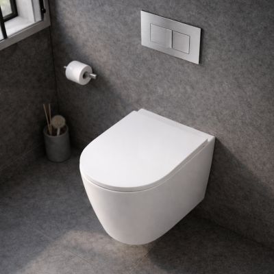 Uptrend Amaro miska WC z deską wolnoopadającą wisząca bez kołnierza ze spłukiwaniem wirowym biały połysk TR2217R