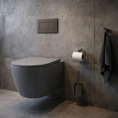 Uptrend Amaro miska WC z deską wolnoopadającą wisząca bez kołnierza ze spłukiwaniem wirowym szary mat TR2217RU10