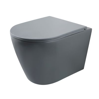 Uptrend Amaro miska WC z deską wolnoopadającą wisząca bez kołnierza ze spłukiwaniem wirowym szary mat TR2217RU10