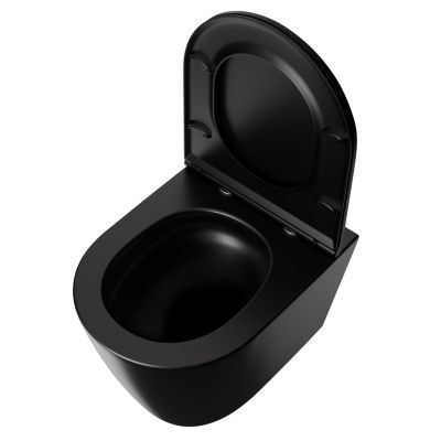 Uptrend Amaro miska WC z deską wolnoopadającą wisząca bez kołnierza ze spłukiwaniem wirowym czarny połysk TR2217U18