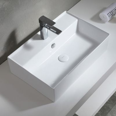 Uptrend Torino umywalka 59,5x40 cm nablatowa prostokątna biały połysk TR41297
