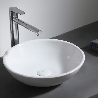 Uptrend Carino umywalka 40x40 cm nablatowa okrągła biały połysk TR415