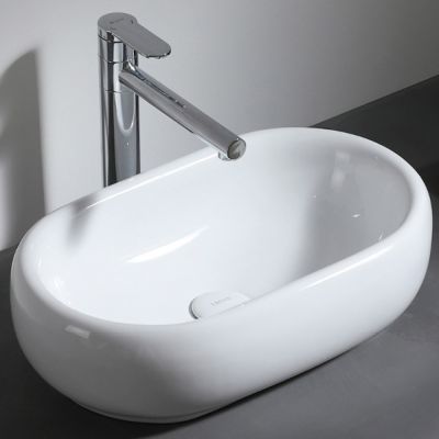 Uptrend Hebe umywalka 50x30,5 cm nablatowa owalna biały połysk TR4958