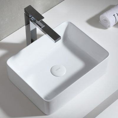Uptrend Roma umywalka 40x30 cm nablatowa prostokątna biały połysk TR41313