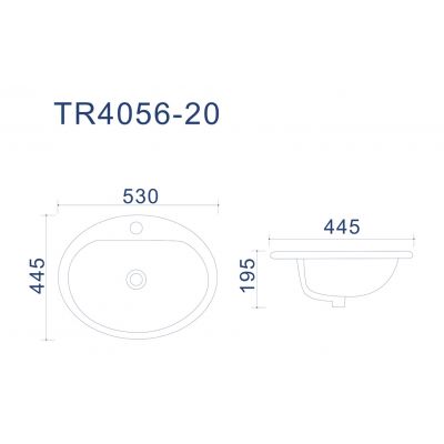Uptrend Yana umywalka 53x44,5 cm wpuszczana owalna biały połysk TR4056