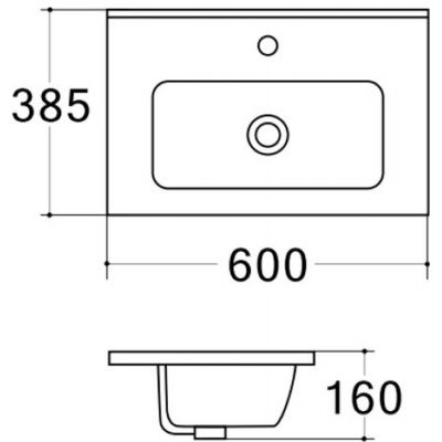 Uptrend Charo umywalka 60x38,5 cm meblowa prostokątna biały połysk TR411-600