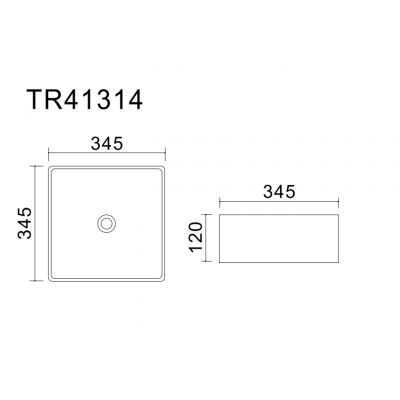 Uptrend Roma Square umywalka 34,5x34,5 cm nablatowa kwadratowa biały połysk TR41314