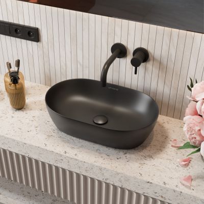 Uptrend Sparrow umywalka 50x30 cm owalna nablatowa czarna TR41385-U18