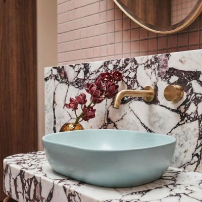 Uptrend Sparrow umywalka 50x30 cm owalna nablatowa Sage Mist mat TR41385-U35