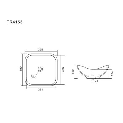 Uptrend Violet umywalka 39,5x15 cm owalna nablatowa biała TR4153