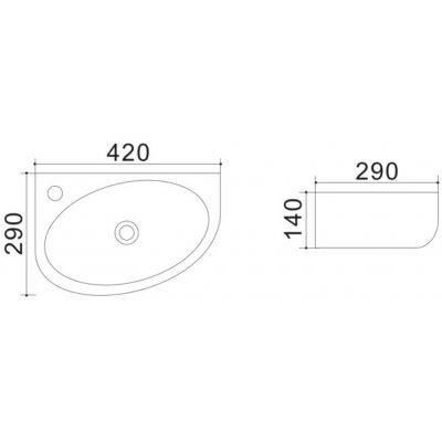 Uptrend Avo umywalka 42x29 cm półokrągła ścienna lewa biała TR4519A