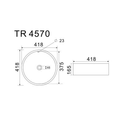 Uptrend Neo umywalka 42x16,5 cm okrągła nablatowa biała TR4570