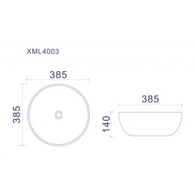 Uptrend Sofia umywalka 38,5x38,5 cm nablatowa okrągła biały połysk UP4003-2