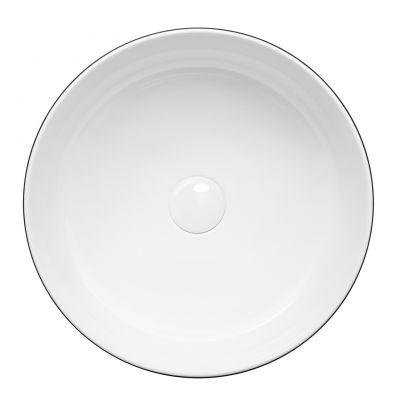 Uptrend Sofia umywalka 38,5x38,5 cm nablatowa okrągła czarny połysk/biały połysk UP4003H-2-B18+B20