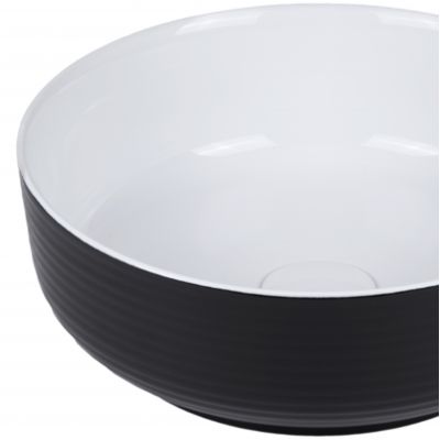 Uptrend Sofia umywalka 38,5x38,5 cm nablatowa okrągła czarny połysk/biały połysk UP4003H-2-B18+B20
