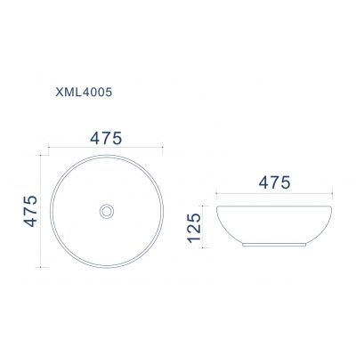 Uptrend Lena XL umywalka 47,5x47,5 cm nablatowa okrągła biały połysk UP4005-1