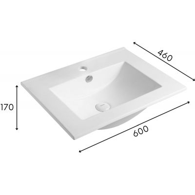 Uptrend Neva umywalka 60x46 cm meblowa prostokątna biały połysk UP4530-600