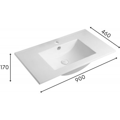 Uptrend Neva umywalka 90x46 cm meblowa prostokątna biały połysk UP4530-900