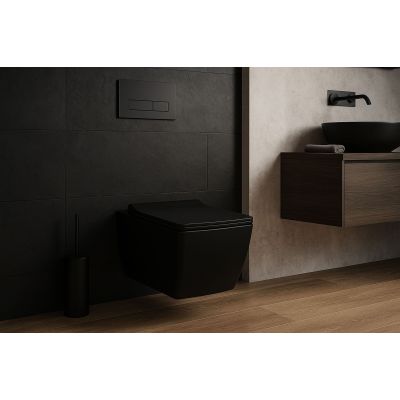 Vilarte by Dura First miska WC wisząca bez kołnierza czarny mat 5331MS