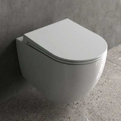 Zestaw Vilarte by Dura Siena miska WC wisząca bez kołnierza ze spłukiwaniem wirowym z deską  wolnoopadającą biały połysk (5751,YD050)