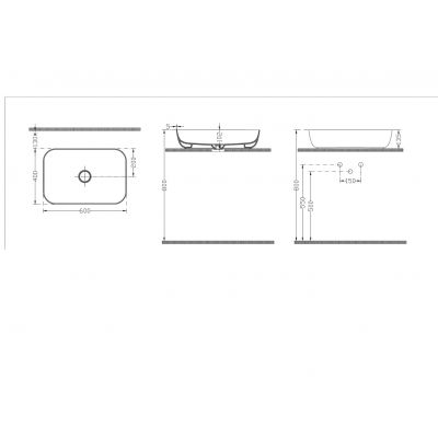 Vilarte by Dura Orfe umywalka 60x40 cm prostokątna nablatowa biała 5851