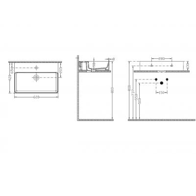 Vilarte by Dura Twins umywalka 60x42 cm prostokątna nablatowa biała 5871