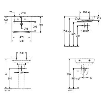 Villeroy & Boch O.Novo umywalka 55x46 cm prostokątna ścienna biała 4A4155R1