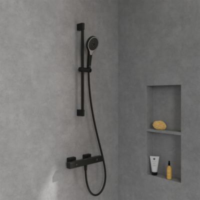 Zestaw Villeroy & Boch Universal Taps & Fittings zestaw prysznicowy ścienny termostatyczny czarny (TVS000018000K5, TVS109007000K5)