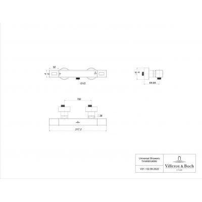 Zestaw Villeroy & Boch Universal Taps & Fittings zestaw prysznicowy ścienny termostatyczny czarny (TVS000018000K5, TVS109007000K5)