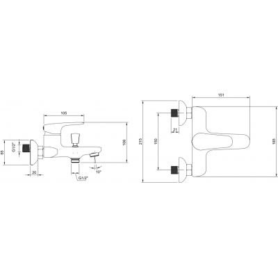 Villeroy & Boch O.Novo Start bateria wannowo-prysznicowa ścienna chrom TVT10550111061