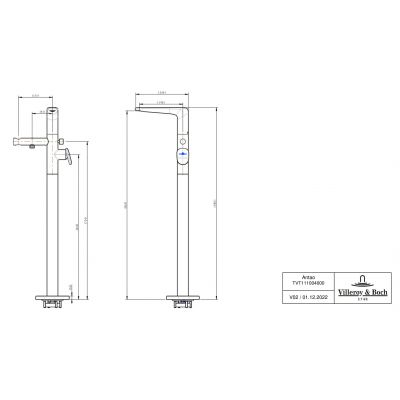 Villeroy & Boch Antao bateria wannowo-prysznicowa wolnostojąca czarna TVT111004000K5