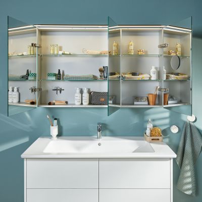 Villeroy & Boch Finero umywalka z szafką 120 cm i szafka lustrzana zestaw meblowy glossy white S00404DHR1