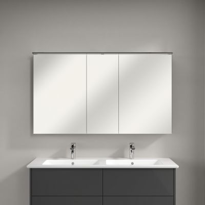 Villeroy & Boch Finero umywalka z szafką 130 cm i szafka lustrzana zestaw meblowy glossy grey S00405FPR1