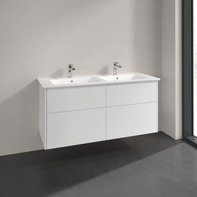Villeroy & Boch Finero umywalka z szafką 130 cm i lustrem zestaw meblowy glossy white S00305DHR1