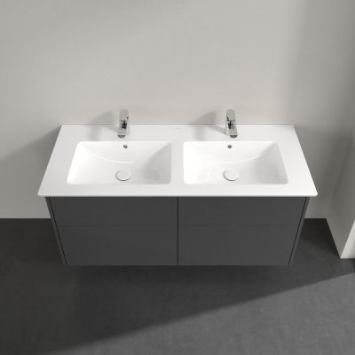 Villeroy & Boch Finero umywalka z szafką 130 cm i lustrem zestaw meblowy glossy grey S00305FPR1
