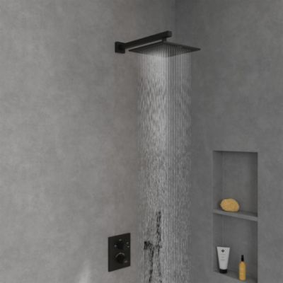 Zestaw Villeroy & Boch Universal Taps & Fittings zestaw prysznicowy, podtynkowy termostatyczny z deszczownicą czarny mat (TVD00065100000, TVD000653000K5, TVC000002000K5, TVC000454530K5, TVS109007000K5, TVC000457000K5)