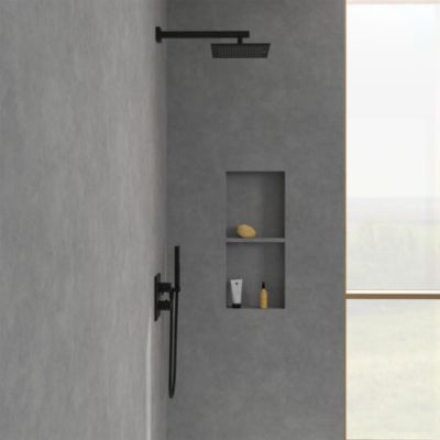 Zestaw Villeroy & Boch Universal Taps & Fittings zestaw prysznicowy, podtynkowy termostatyczny z deszczownicą czarny mat (TVD00065100000, TVD000653000K5, TVC000002000K5, TVC000454530K5, TVS109007000K5, TVC000457000K5)