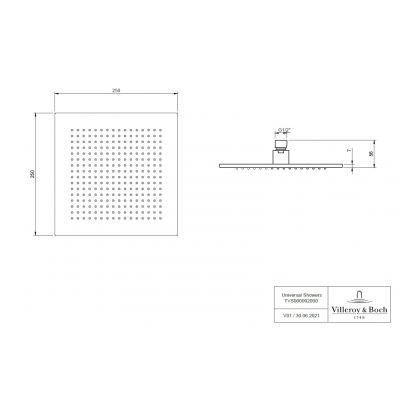 Zestaw Villeroy & Boch Universal Taps & Fittings zestaw prysznicowy, podtynkowy termostatyczny z deszczownicą czarny mat (TVD00065100000, TVD000653000K5, TVC000002000K5, TVC000454530K5, TVS109007000K5, TVC000457000K5)