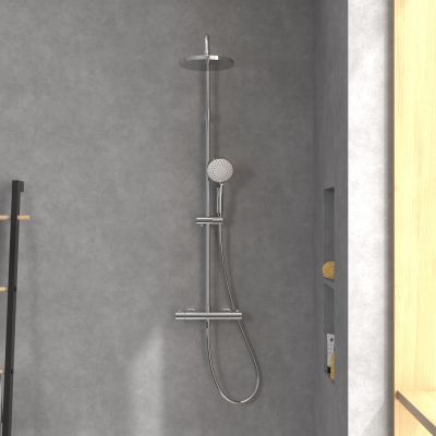 Villeroy & Boch Universal Showers zestaw prysznicowy ścienny termostatyczny z deszczownicą chrom TVS10900200061
