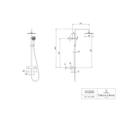 Villeroy & Boch Verve Showers zestaw prysznicowy ścienny termostatyczny z deszczownicą chrom TVS10900500061