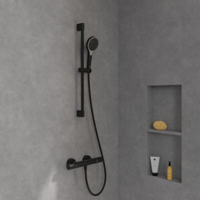 Villeroy & Boch Verve Showers zestaw prysznicowy ścienny czarny TVS109007000K5