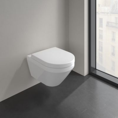 Villeroy & Boch Architectura TwistFlush [e3] combi-pack zestaw miska bez kołnierza CeramicPlus z deską wolnoopadającą Weiss Alpin 4694CLR1