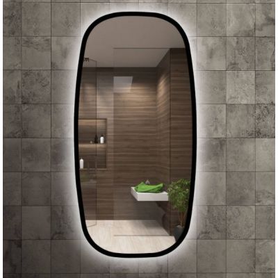 Venti Breza Loft Ambiente lustro 45x90 cm prostokątne z oświetleniem czarny