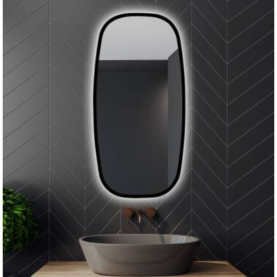 Venti Breza Loft Ambiente lustro 45x90 cm prostokątne z oświetleniem czarny