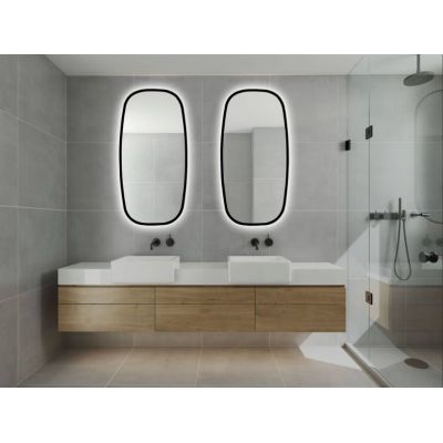 Venti Breza Loft Ambiente lustro 45x90 cm prostokątne z oświetleniem czarny