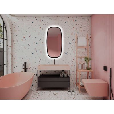 Venti Breza Loft Ambiente II lustro 45x90 cm prostokątne z oświetleniem czarny