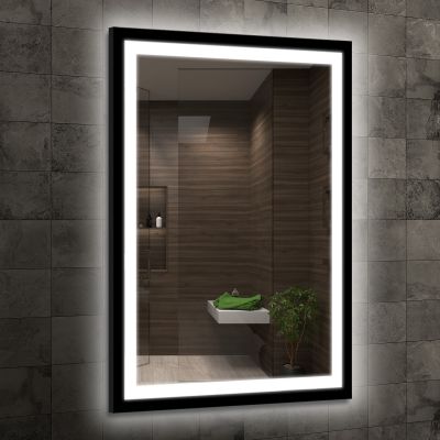 Venti Luxled lustro 60x80 cm pionowe/poziome z podświetleniem czarny mat