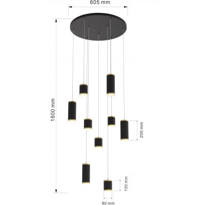 Wofi Toulouse lampa wisząca 9x6,3 W czarna 5003-904